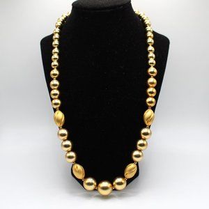 Vintage Carol Dauplaise Gold Bead Necklace - 22" inch